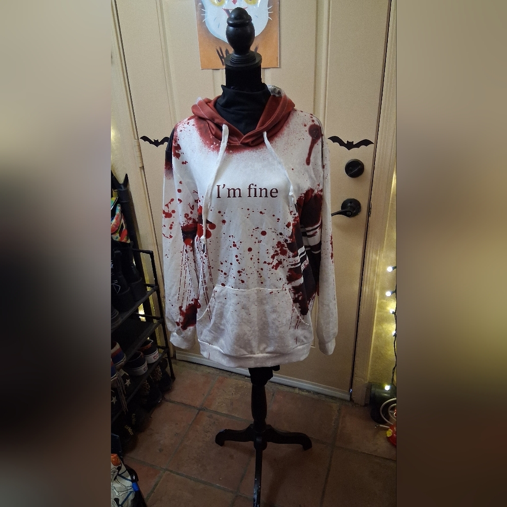 I'm Fine White and Red Graphic Hoodie